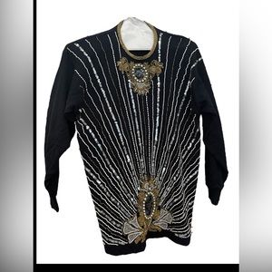 Vintage 1980’s sequined beaded, bling sweater. Size large.